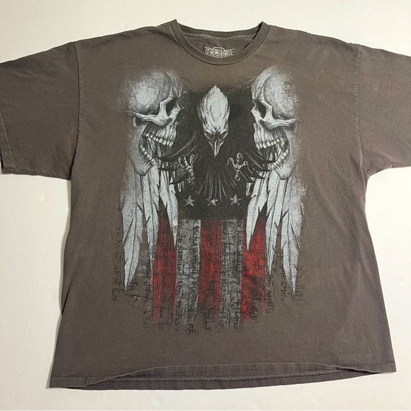 MMA Elite Shirt Mens 2XL Brown Eagle Skull Feather Graphic Tee Fighting Adult - Picture 1 of 5